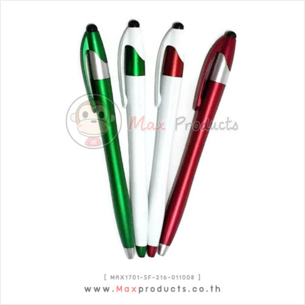 ปากกาแฟชั่น หัวทัชสกรีน ด้ามขาว+เมทัลลิค รหัส MAX1701-SF-216-011008