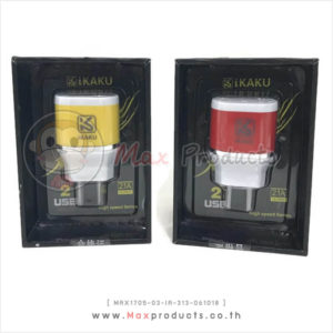Adapter Plug 2 USB (ขาแบน) สีแดง , เหลือง ขนาด 2 x 7.5 cm MAX1705-03-IA-313-061018