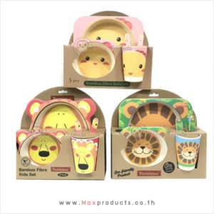 Set จานข้าวเด็ก 5 ชิ้น ลายสัตว์ สิงโต , ไก่