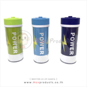 กระบอกน้ำพลาสติก Power สีเขียว , ฟ้า , น้ำเงิน ขนาด 6 x 7 cm ความจุ 320 ml รหัส MAX1705-01-CP-048016