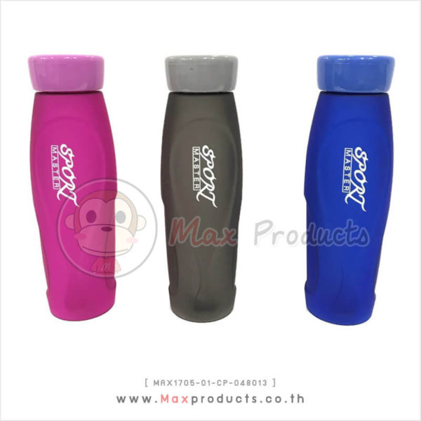 กระบอกน้ำพลาสติกขุ่น+หูหิ้ว (Sport) สีชมพูบานเย็น , ดำ , น้ำเงิน ขนาด 5.5 x 21.5 cm ความจุ 550 ml MAX1705-01-CP-048013
