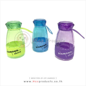 กระบอกน้ำพลาสติกใส ทรงเพชร (Sizeเล็ก) สี ฟ้า , ม่วง , เขียว ขนาด 7.5 x 15 cm ความจุ 450 ml รหัส MAX1705-01-CP-048022
