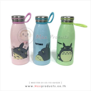 กระบอกน้ำสแตนเลส+หูจับ Totoro สีชมพู , ฟ้า , เขียว ขนาด MAX1705-01-CS-113-041025