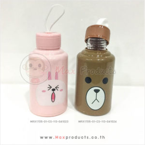 กระบอกน้ำ+หูจับสีขาว สีชมพู (กระต่าย Line) และ น้ำตาล (หมี Line)