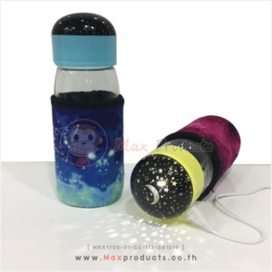 กระบอกน้ำแก้ว+ปอกกันร้อนลายกาแล็กซี่+ฝาโดมเป็นโคมไฟ สีน้ำเงิน , ชมพู รหัส MAX1705-01-CS-113-041019