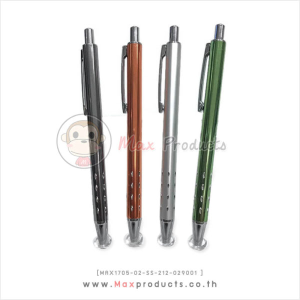 ปากกาเหล็ก (ลายเล็กปลายด้าม) สีส้ม , เทา , เงิน , เขียว MAX1705-02-SS-212-029001