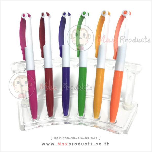 ปากกาแฟชั่น+วางโทรศัพท์์ได้ สีส้ม , ส้มเหลือง ,ม่วง , ชมพู ,เขียว , แดง MAX1705-SB-216-091048