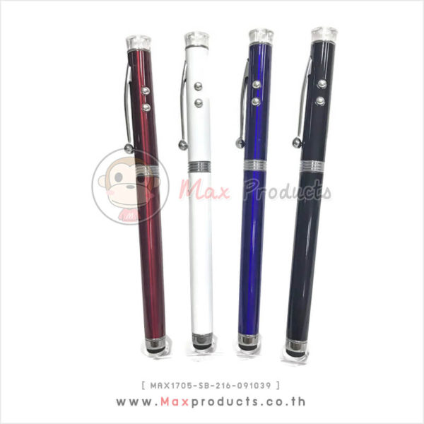 ปากกาแฟชั่น+ไฟฉาย+หัวทัชสกรีน สีน้ำเงิน , ดำ , ขาว , แดง MAX1705-SB-216-091039