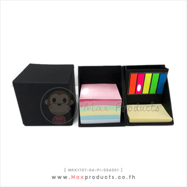 Post It Box 3 in 1 พรีเมี่ยม กล่องเปิด-ปิดได้ มีPost it มีกระดาษโน๊ต - MAX1707-04-PI-004001