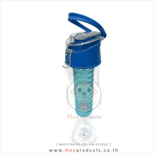 กระบอกน้ำพลาสติก พรีเมี่ยม หูหิ้วพับได้มีตัวกรอง สีฟ้า MAX1708-01-CP-114-011002