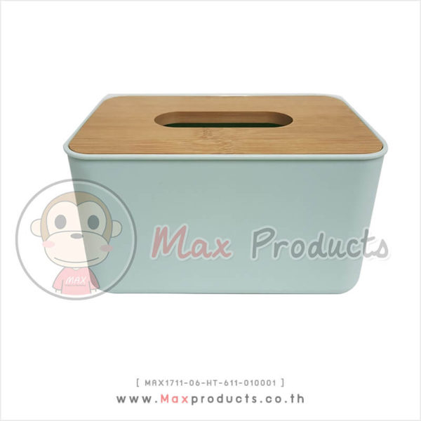 กล่องใส่ทิชชู่รักโลกษ์ พรีเมี่ยม ผลิตจากซังข้าวโพด ฝาไม้ สีเขียวมิ้น MAX1711-06-HT-611-010001 (1)