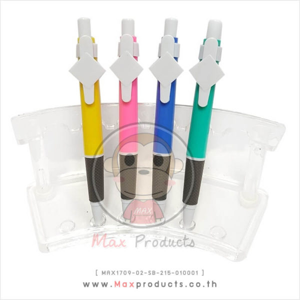 ปากกาลูกลื่น พรีเมี่ยม คลิปเป็นรูปสีเหลี่ยมจัตุรัส มียางหุ้มปลายปากกา MAX1709-02-SB-215-010001 (1)