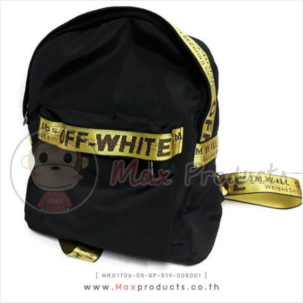กระเป๋าเป้ พรีเมี่ยม OFF WHITE สีดำ ผ้ามัน (008001)