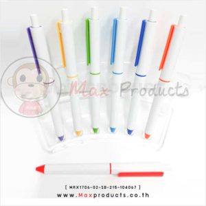 ปากกาลูกลื่น พรีเมี่ยม แท่งสีขาว คลิปสี (104067)