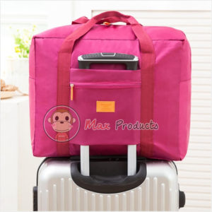 กระเป๋าเดินทาง พรีเมี่ยม รุ่น ป้ายยาง เสียบคันชักได้ สี ชมพู ภาพที่ 1