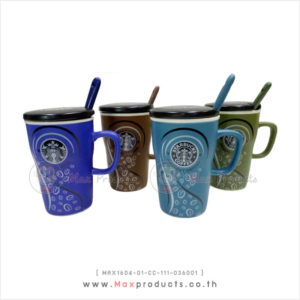 แก้วเซรามิค starbuck พรีเมี่ยม สีม่วง น้ำตาล เขียว ฟ้า