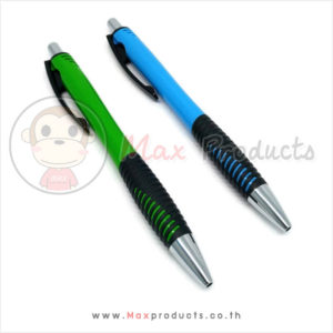 ปากกาลูกลื่น พรีเมี่ยม 16 ยางหุ้มสีดำมีลาย หัวกดสีเงิน