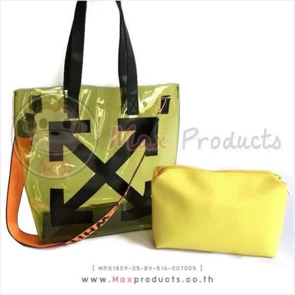 กระเป๋าอเนกประสงค์พลาสติกเหลืองใส หนัง PVC (007005)