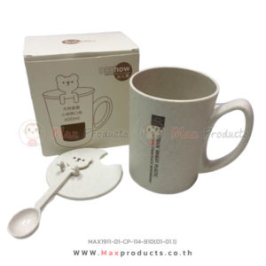 แก้วรักษ์โลกมีฝามีช้อน หัวหมี B10