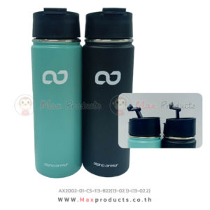 กระบอกน้ำสแตนเลส 600 ML ฝาปิดสีดำ ทรงสูง